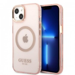 Guess iPhone 13 / 14 / 15 MagSafe Hülle Case Cover Translucent Rosa