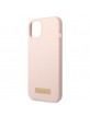 Guess iPhone 13 / 14 / 15 MagSafe Hülle Case Cover Silikon Metal Plate Rosa