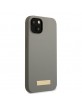 Guess iPhone 13 / 14 / 15 MagSafe Case Cover Silicone Metal Plate Grey