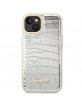 Guess iPhone 14 Case Cover Croco Collection Silver