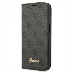 Guess iPhone 14 Book Case Cover Tasche 4G Vintage Logo Grau