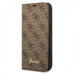 Guess iPhone 14 Book Case Cover 4G Vintage Logo Brown