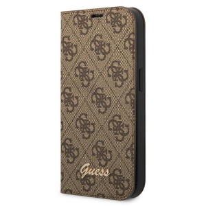 Guess iPhone 14 Pro Max Book Case Cover Tasche 4G Vintage Logo Braun