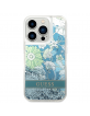 Guess iPhone 14 Pro Case Cover Flower Liquid Glitter Green