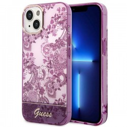 Guess iPhone 14 Plus Hülle Case Cover Porzellan Collection Lila