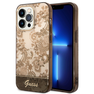 Guess iPhone 14 Pro Max Hülle Case Cover Porzellan Collection Braun