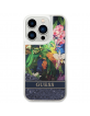 Guess iPhone 14 Pro Max Case Cover Flower Liquid Glitter Blue