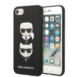 Karl Lagerfeld iPhone SE 2022 2020 8 7 Case Saffiano Karl & Choupette Black