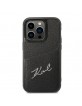 Karl Lagerfeld iPhone 14 Pro Case Signature Logo Cardslot Black