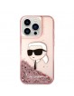 Karl Lagerfeld iPhone 14 Pro Case Cover Glitter Karl Head Pink