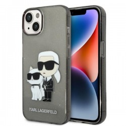 Karl Lagerfeld iPhone 14 Plus Case Hülle Cover Glitter Karl & Choupette Schwarz