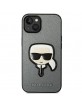 Karl Lagerfeld iPhone 14 Plus Case Saffiano Karl`s Head Patch Silver