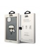 Karl Lagerfeld iPhone 14 Plus Hülle Case Saffiano Karl`s Head Patch Silber