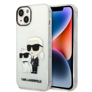 Karl Lagerfeld iPhone 14 Case Hülle Cover Glitter Karl & Choupette Transparent