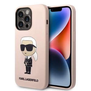 Karl Lagerfeld iPhone 14 Pro Magsafe Case Silicone Ikonik Pink