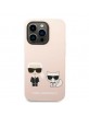 Karl Lagerfeld iPhone 14 Pro MagSafe Hülle Case Silikon Karl & Choupette Rosa