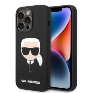 Karl Lagerfeld iPhone 14 Pro Max Magsafe Case Silicone Karl`s Head Black