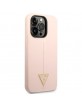 Guess iPhone 14 Pro Case Cover Silicone Triangle Pink