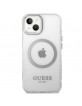 Guess iPhone 14 Plus Magsafe Hülle Case Cover Metal Outline Silber