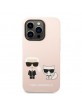 Karl Lagerfeld iPhone 14 Pro Max MagSafe Hülle Case Silikon Karl & Choupette Rosa