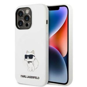 Karl Lagerfeld iPhone 14 Pro Case Hülle Cover Silikon Choupette Weiß