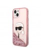 Karl Lagerfeld iPhone 14 Plus Case Cover Liquid Glitter Karl Head Pink