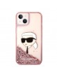 Karl Lagerfeld iPhone 14 / 15 / 13 Case Cover Liquid Glitter Karl Head Pink