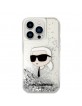 Karl Lagerfeld iPhone 14 Pro Max Case Liquid Glitter Karl Head Silver