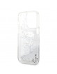 Karl Lagerfeld iPhone 14 Pro Max Hülle Case Liquid Glitter Karl Kopf Silber