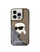 Karl Lagerfeld iPhone 14 Pro Max Case Liquid Glitter Karl Head Black