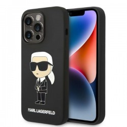 Karl Lagerfeld iPhone 14 Pro Max Magsafe Case Hülle Silikon Ikonik Schwarz