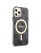 Guess iPhone 12 / 12 Pro SET MagSafe Charger + 4G Cover Case Black