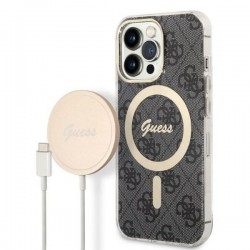 Guess iPhone 13 Pro SET MagSafe Charger + 4G Cover Case Black