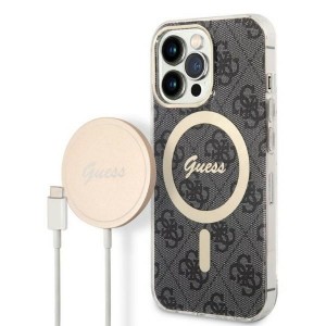 Guess iPhone 13 Pro Max SET MagSafe Charger + 4G Cover Case Black