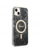 Guess iPhone 14 SET MagSafe Charger + Marble Case Cover Black