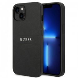 Guess iPhone 14 Hülle Case Cover Saffiano Strap Schwarz