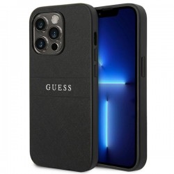 Guess iPhone 14 Pro Max Hülle Case Cover Saffiano Strap Schwarz