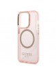 Guess iPhone 14 Pro MagSafe case cover translucent pink