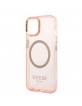 Guess iPhone 14 Plus MagSafe Case Hülle Cover Translucent Rosa