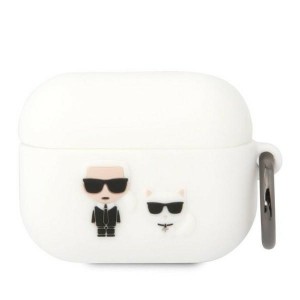 Karl Lagerfeld AirPods Pro Hülle Case Cover Silikon Karl & Choupette Weiß