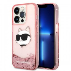 Karl Lagerfeld iPhone 14 Pro Case Cover Glitter Choupette Head Pink