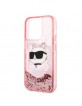 Karl Lagerfeld iPhone 14 Pro Hülle Case Cover Glitter Choupette Kopf Rosa