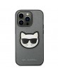 Karl Lagerfeld iPhone 14 Pro Hülle Case Cover Saffiano Choupette 3D Silber