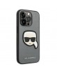 Karl Lagerfeld iPhone 14 Pro Hülle Case Cover Saffiano Karl`s Head 3D Silber