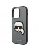 Karl Lagerfeld iPhone 14 Pro Hülle Case Cover Saffiano Karl`s Head 3D Silber