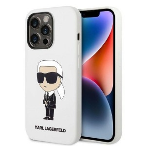 Karl Lagerfeld iPhone 14 Pro Hülle Case Cover Silikon Ikonik Weiß