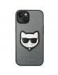 Karl Lagerfeld iPhone 14 Plus Hülle Case Cover Saffiano Choupette 3D Silber