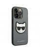 Karl Lagerfeld iPhone 14 Pro Max Hülle Case Cover Saffiano Choupette 3D Silber