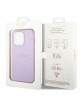 Guess iPhone 14 Pro Hülle Case Cover Strap Saffiano Violett