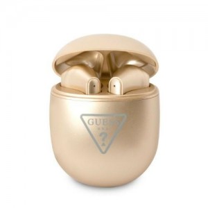 Guess Bluetooth in-ear headset TWS + charging station Gold Triangle Logo